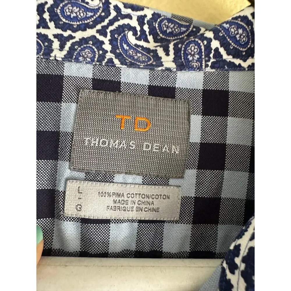 Thomas Dean checkered button down shirt - Large